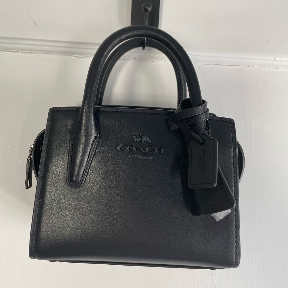 NEW Coach Rogue 12 Black Smooth Leather Mini Satchel Crossbody Bag